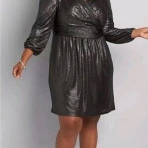 Lane Bryant Shimmering Charcoal Long Sleeve Dress